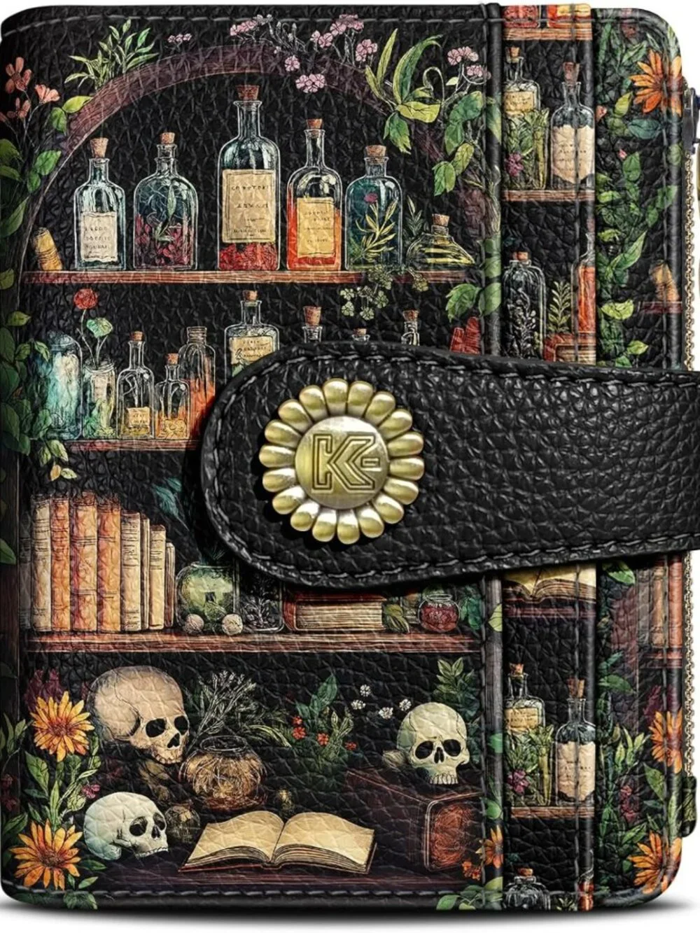 Gothic Skull Wallet for Women - Small RFID Zipper Coin Pocket, Stylish & Unique